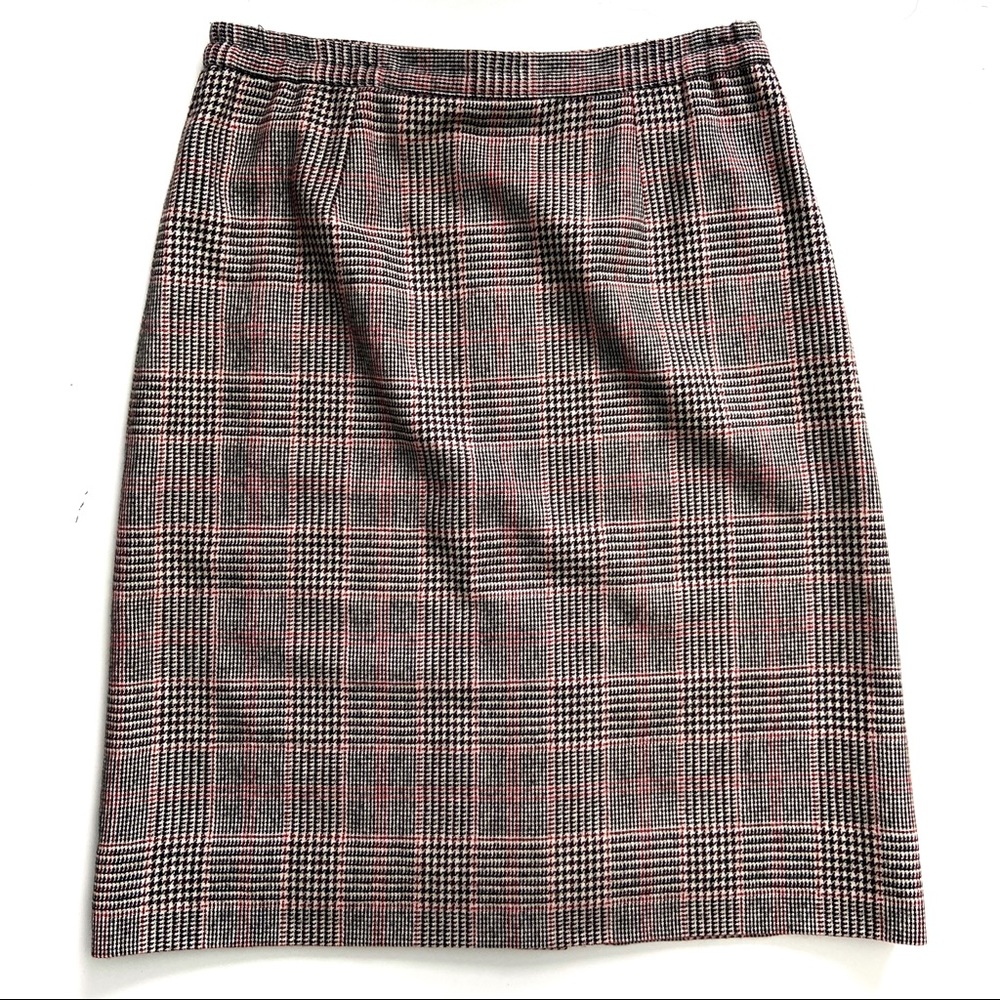 Vintage Gray Glen Plaid Wool Pencil Skirt